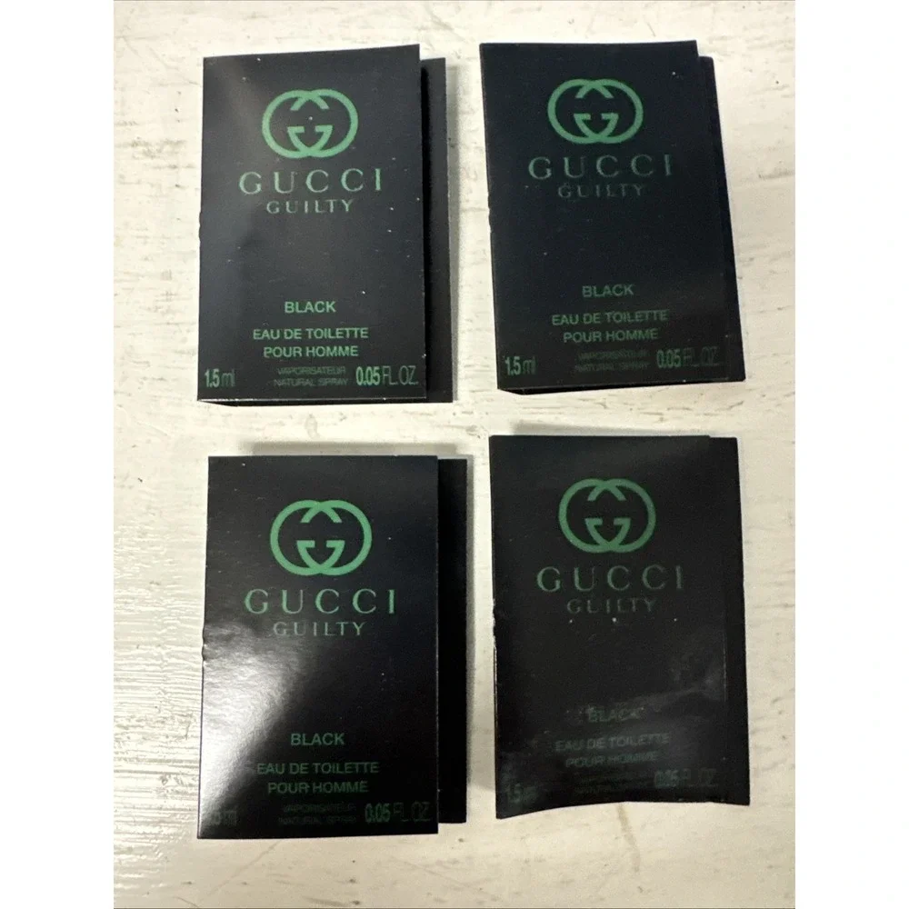 4 GUCCI GUILTY BLACK POUR HOMME EDT 1 x SAMPLES 0.05 FL. OZ. 1.5 ML‎ SPRAY FRESH